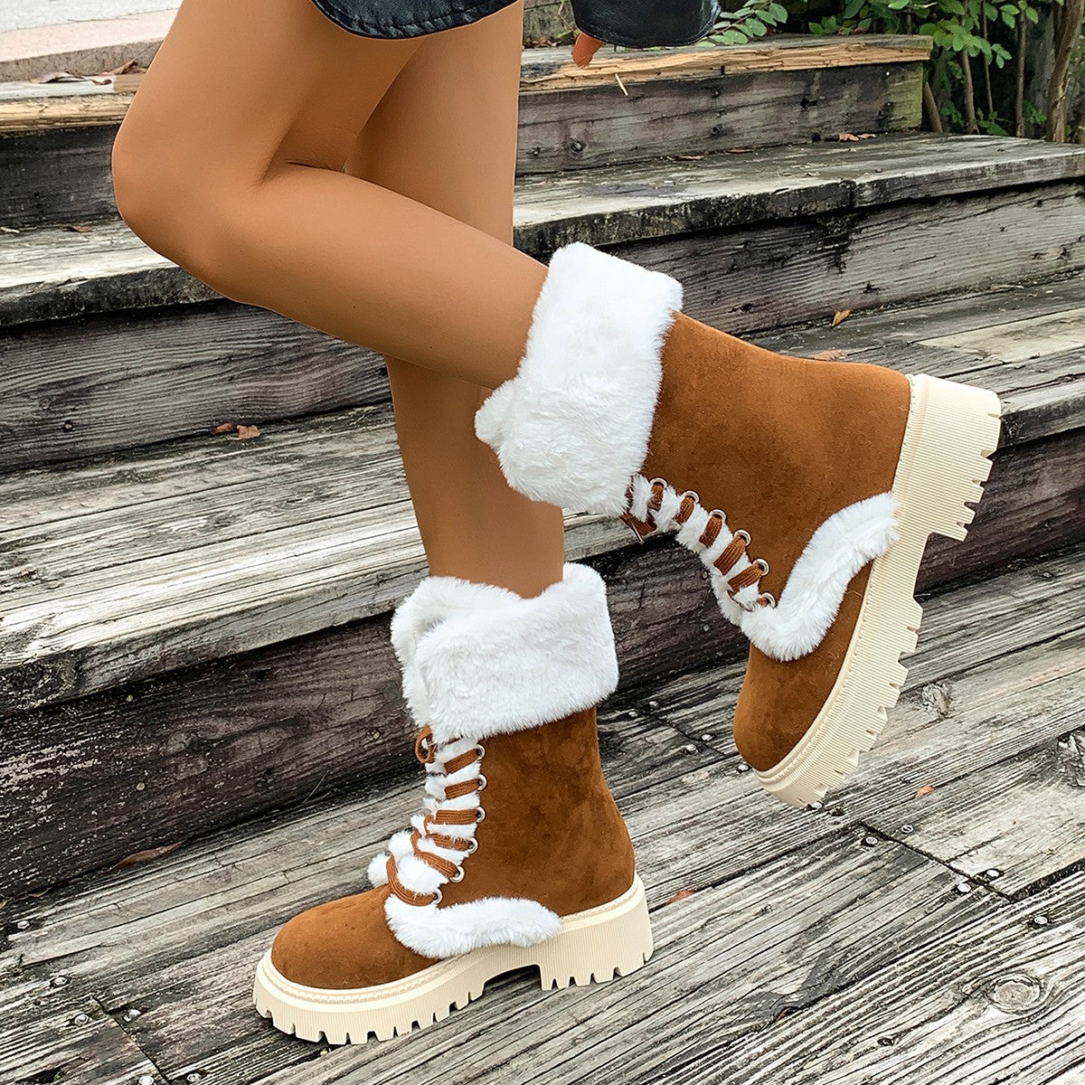 Women's Plus-size High-top Padded Thermal Snow Boots