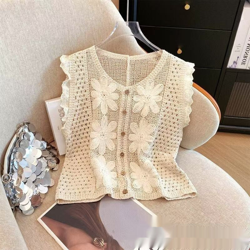 Summer Style Retro Hollow Crochet Vest Womens Top