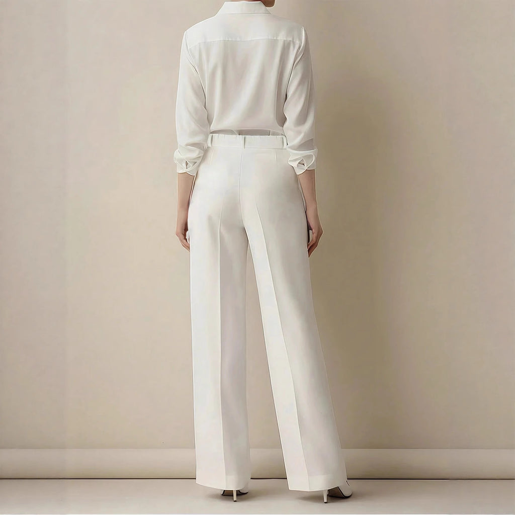 White High-waisted Loose Straight-leg Casual Pants