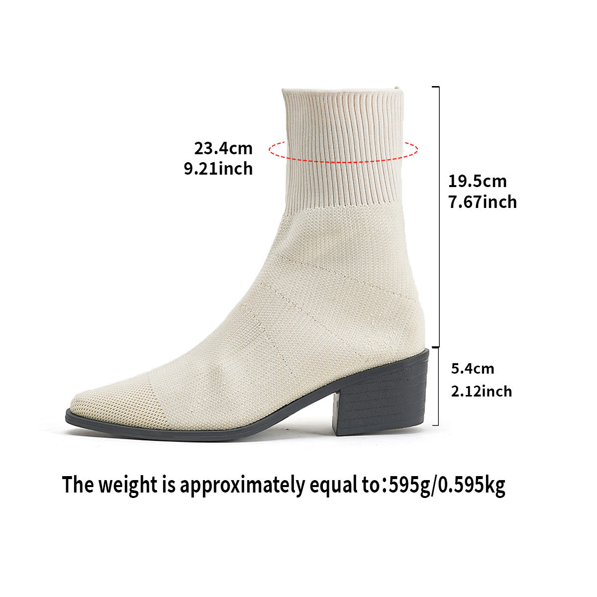 New Style Mid-calf Pointed-toe Socks That Flatter And Slim The Legs Paired With Ankle Boots