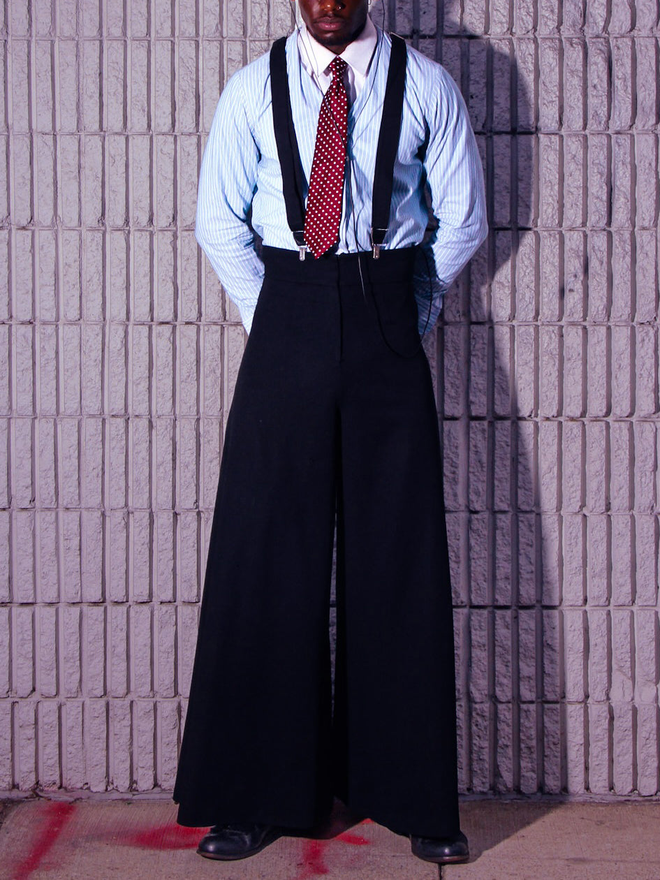 Black Oversized Suspender Wide Leg Pants