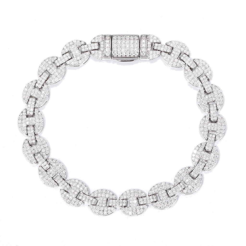8mm 925 Silver Micro Set Moissanite Personalized Fashion Necklace And Bracelet For Men