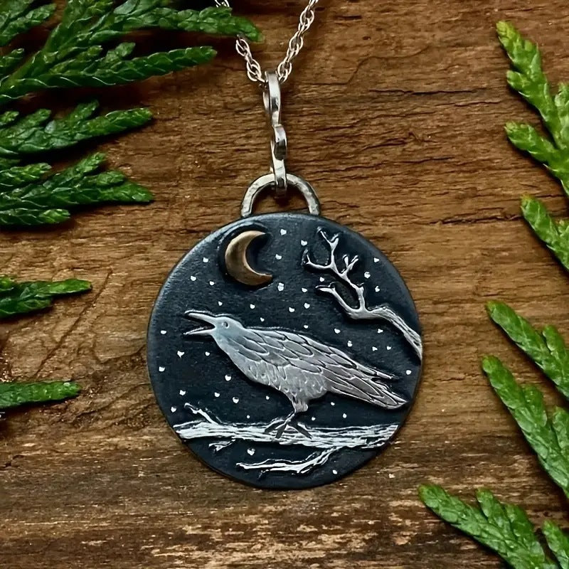 Bird And Moon Round Fashion Necklace