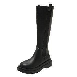 Flat-soled Elastic Band Black Over-the-knee Boots