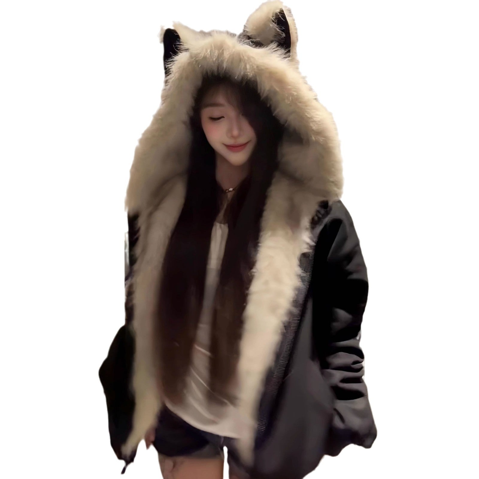 Autumn And Winter Thickening Black Clip Cotton Jacket