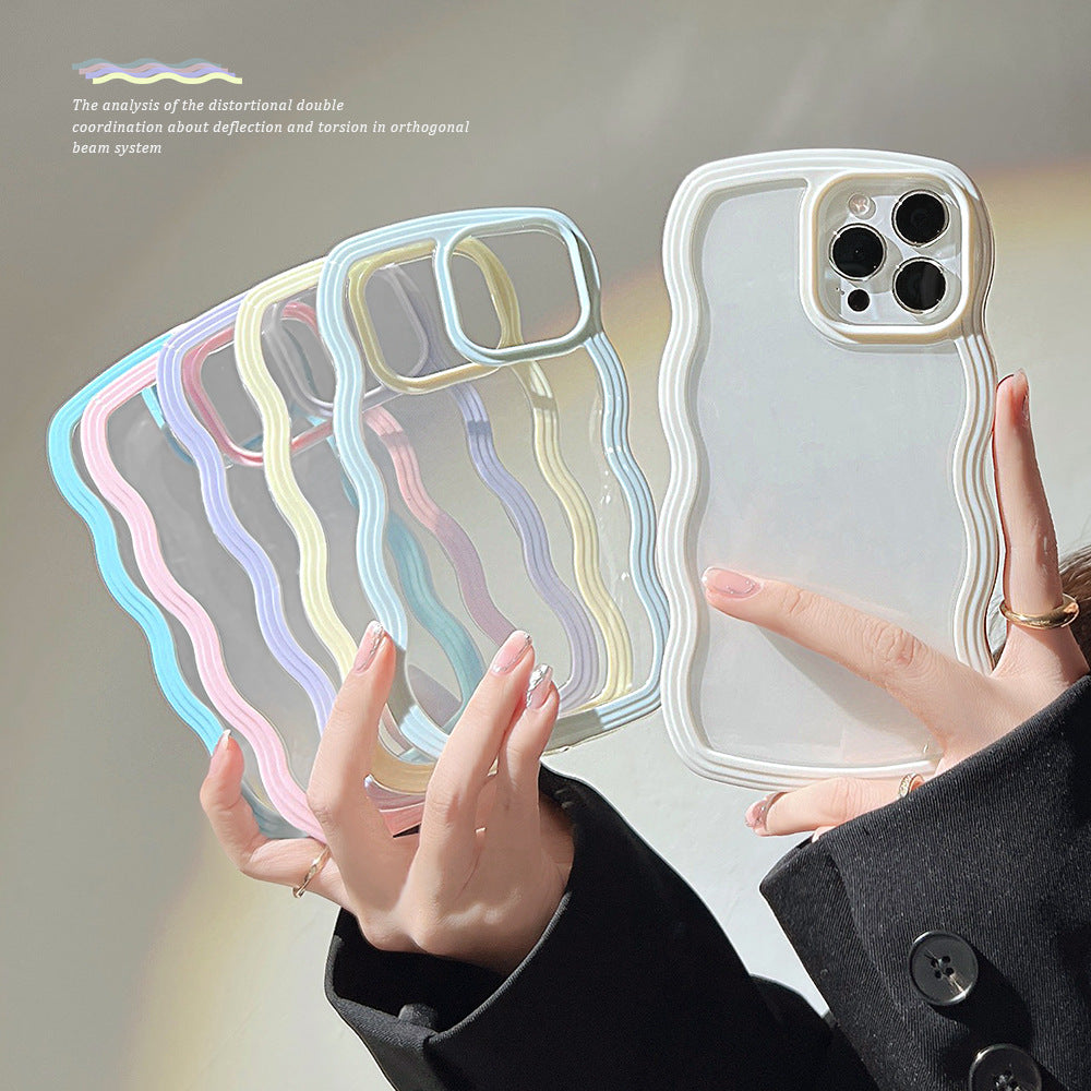 Wave Border Mobile Phone Case Solid Color Simple Candy Color TRENDFLOW