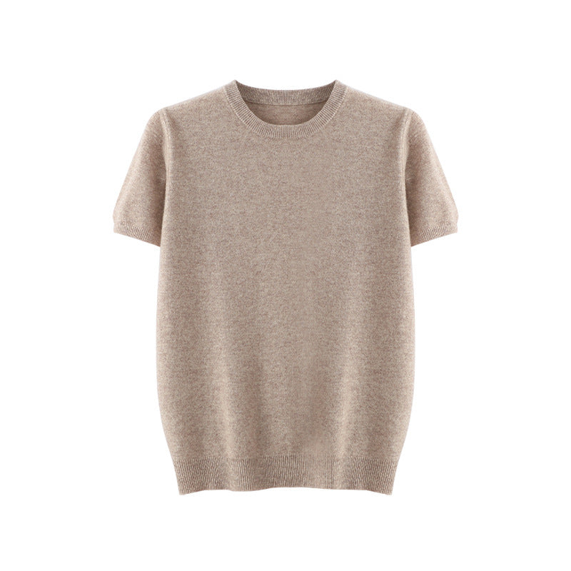 Maglione da uomo a maniche corte, versatile, semplice e alla moda, con scollo rotondo