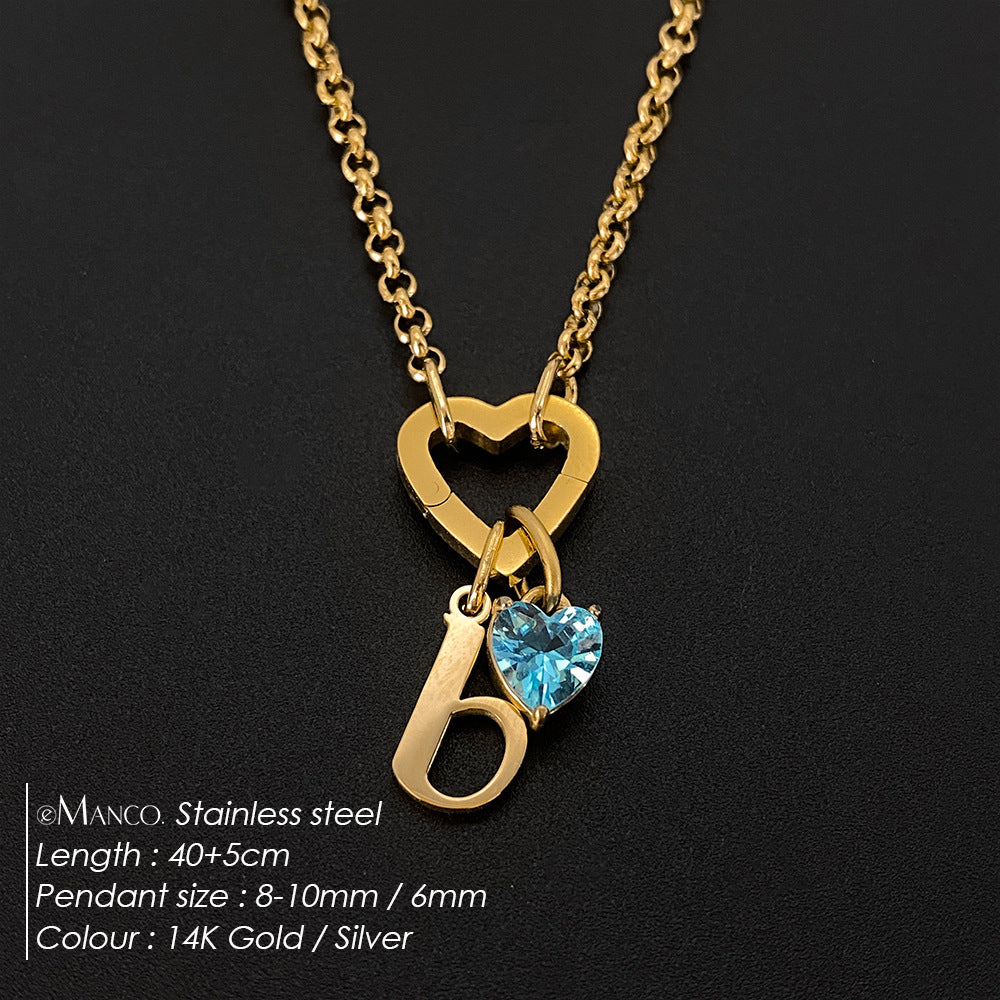 Titanium Steel Necklace With 26 English Letters That Does Not Fade And Is Washable