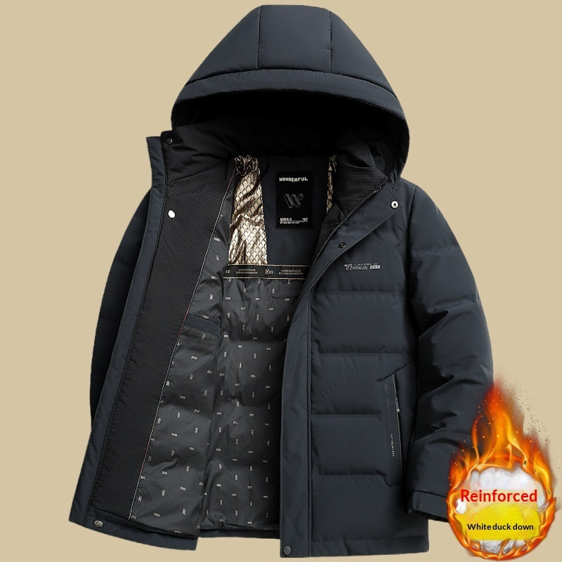 Middle-aged And Elderly Men's Winter Short Hooded Thick Warm Coat
