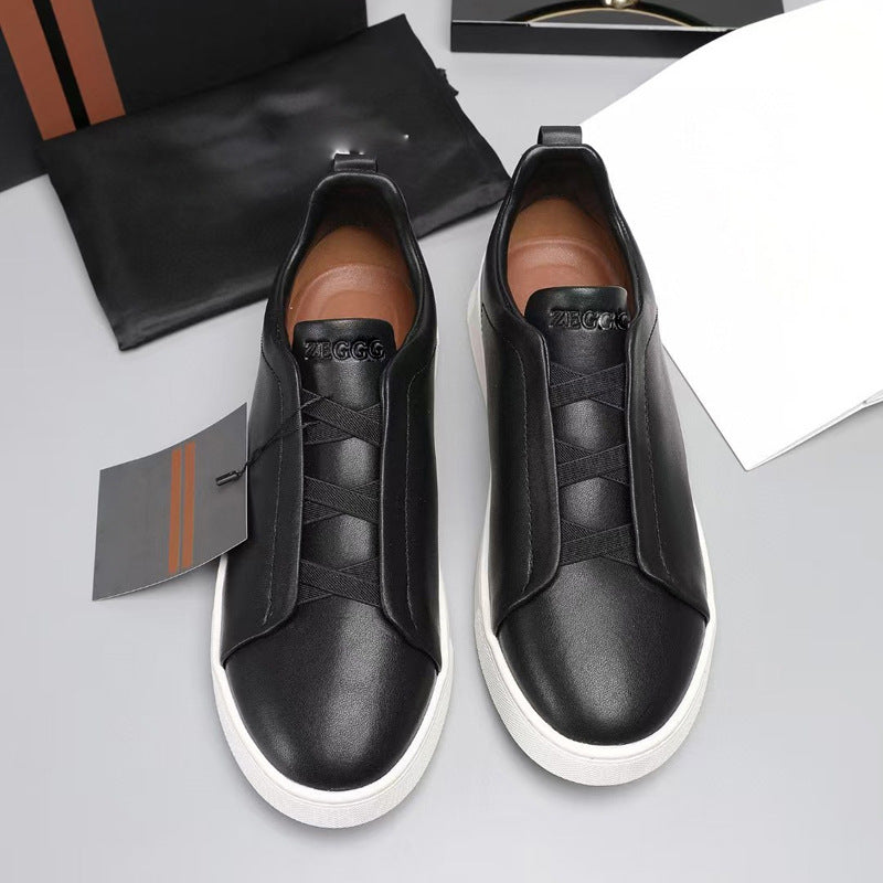 Men's Genuine Leather Cross-Strap Casual Shoes