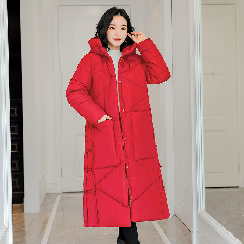 Knee-length Large Fur Collar Double-faced Slim Coat