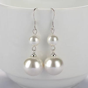 Double Pearl Silver Ear Hook