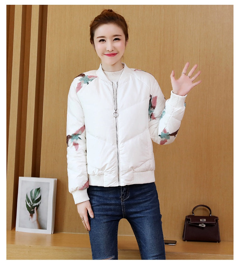 Cotton jacket with fashionable embroidered winter coat