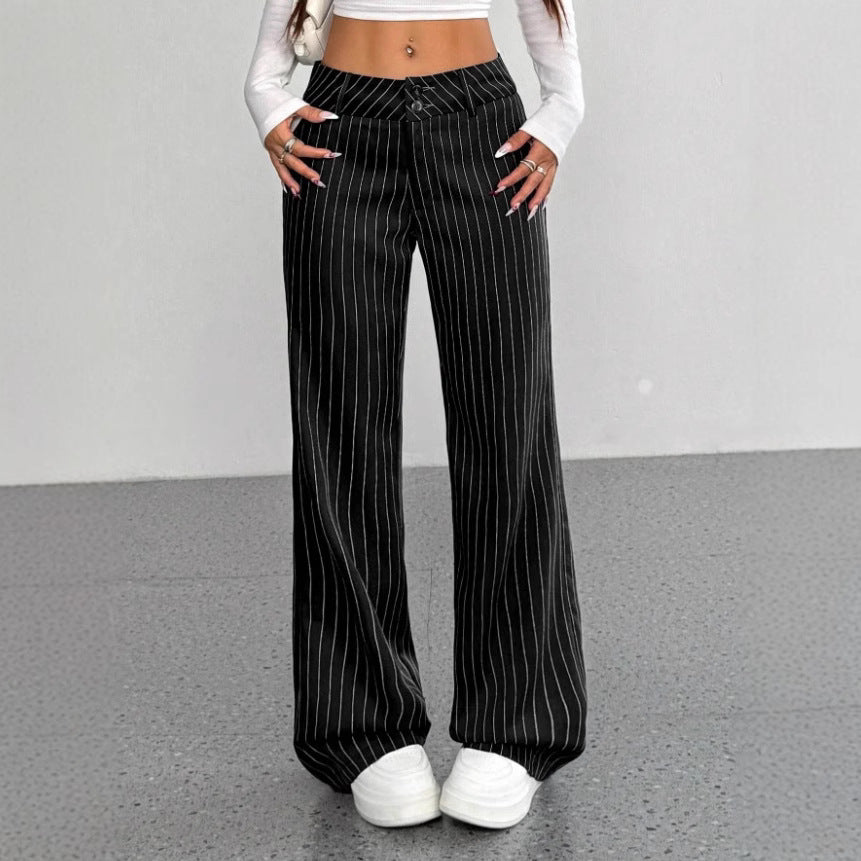 New Women's Korean And Japanese Slim-fit Striped Flared Casual Pants