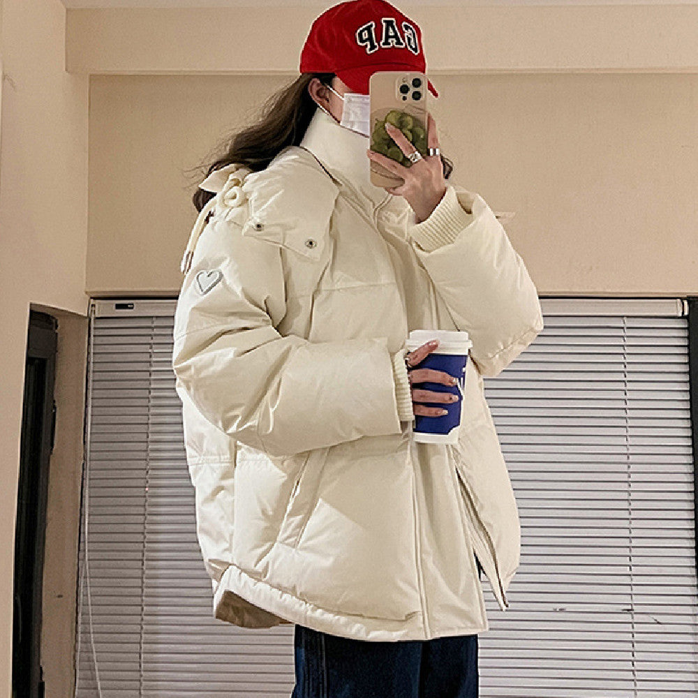 Winter Female With Hearts Short Down Jacket Coat