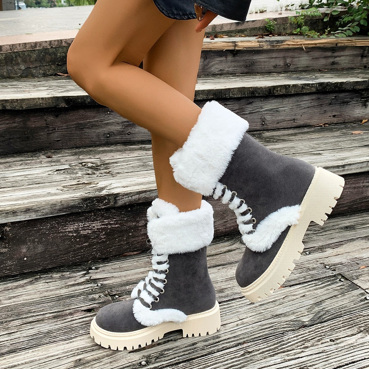 Women's Plus-size High-top Padded Thermal Snow Boots