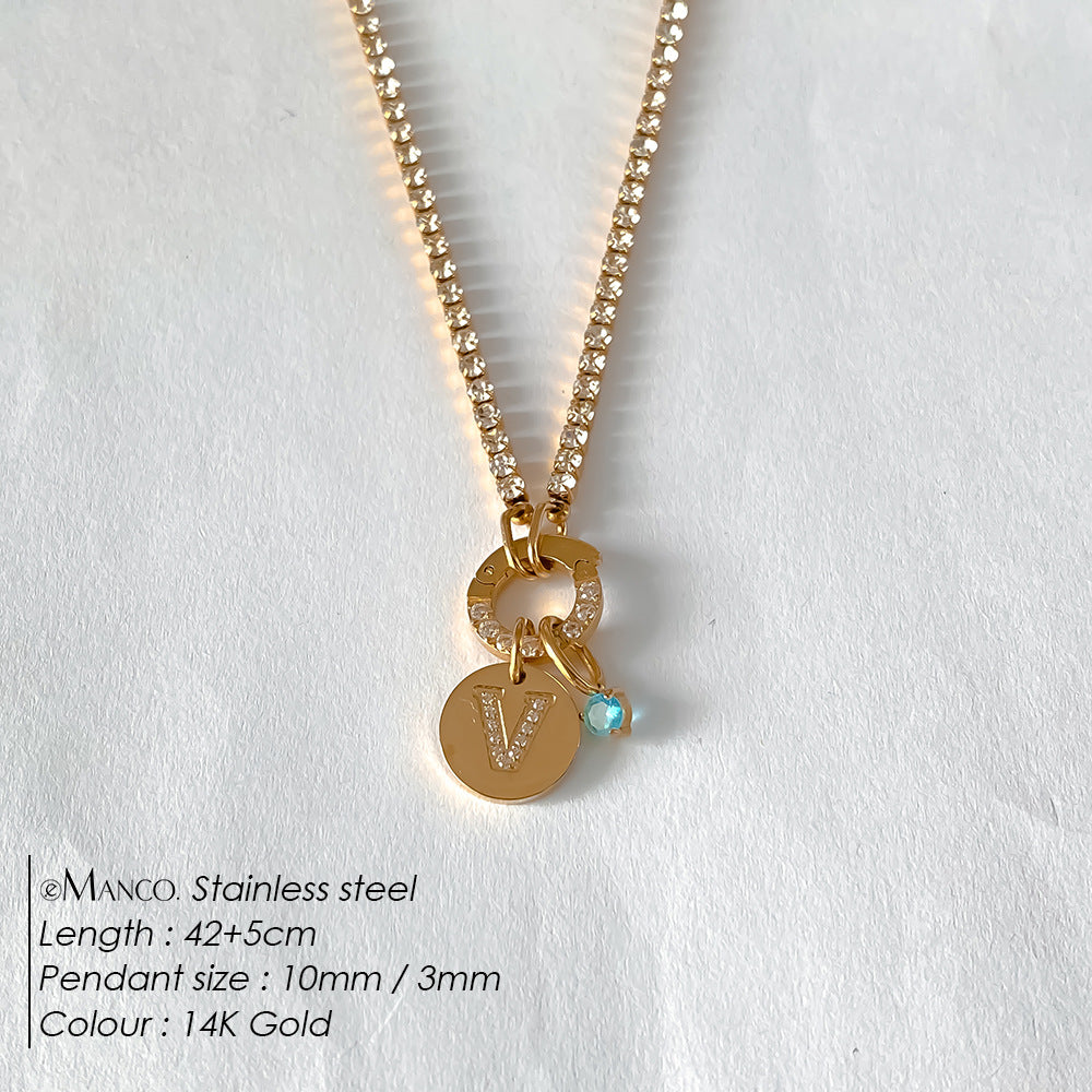 Titanium Steel 26 Letter Necklace That Can Be Washed With Water Without Fading