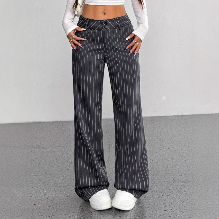 New Women's Korean And Japanese Slim-fit Striped Flared Casual Pants