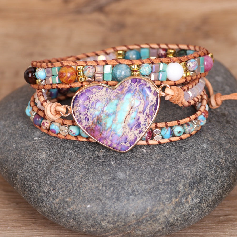 Retro Purple Multi-color Woven Bracelet With Multiple Layers Of Winding