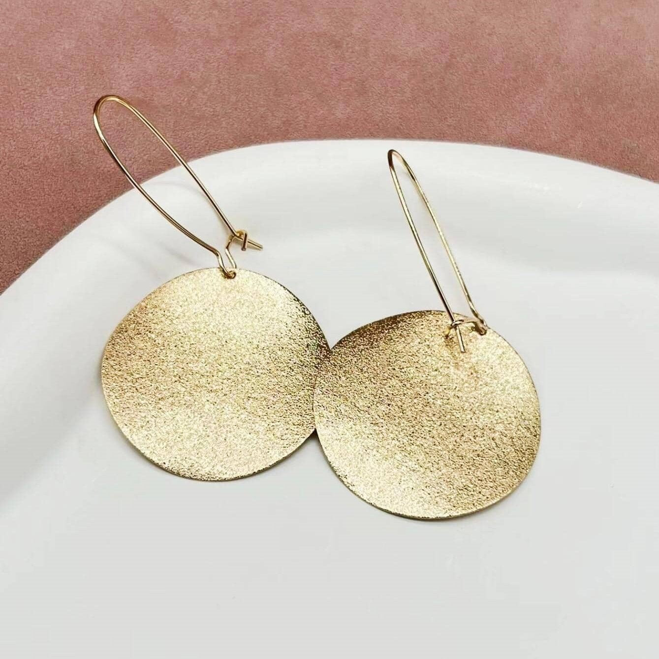 Matte Geometric-Shaped Metal-Plated Earrings For Women