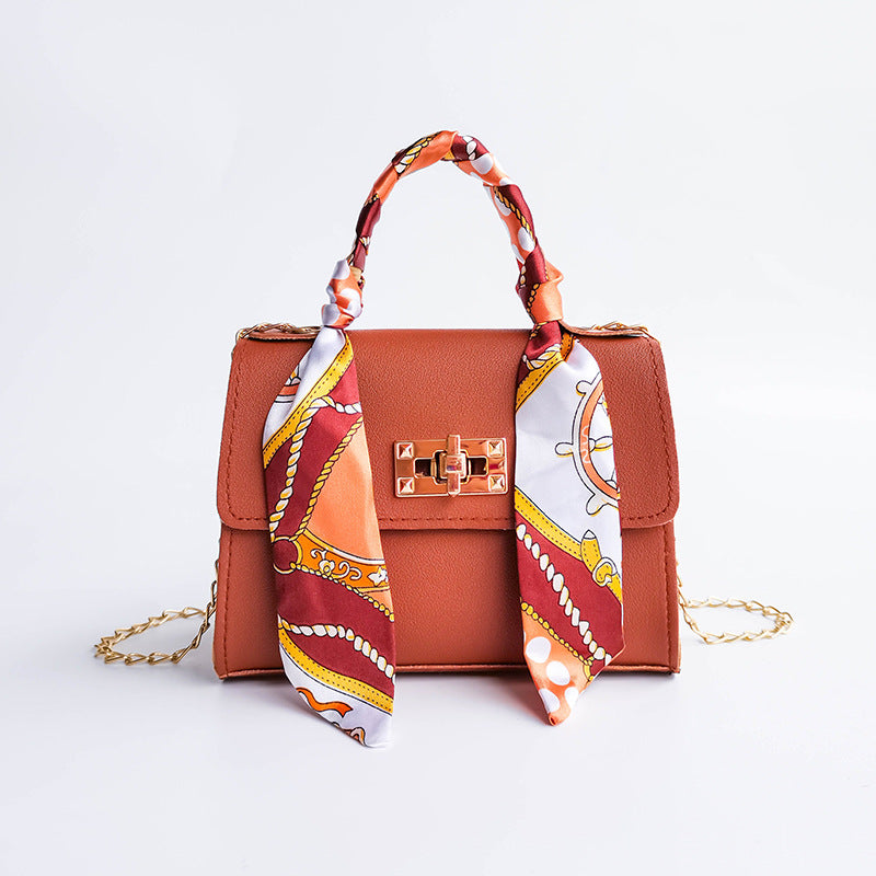 Women's Niche Versatile Candy-colored Handbag With Silk Scarf Crossbody Strap
