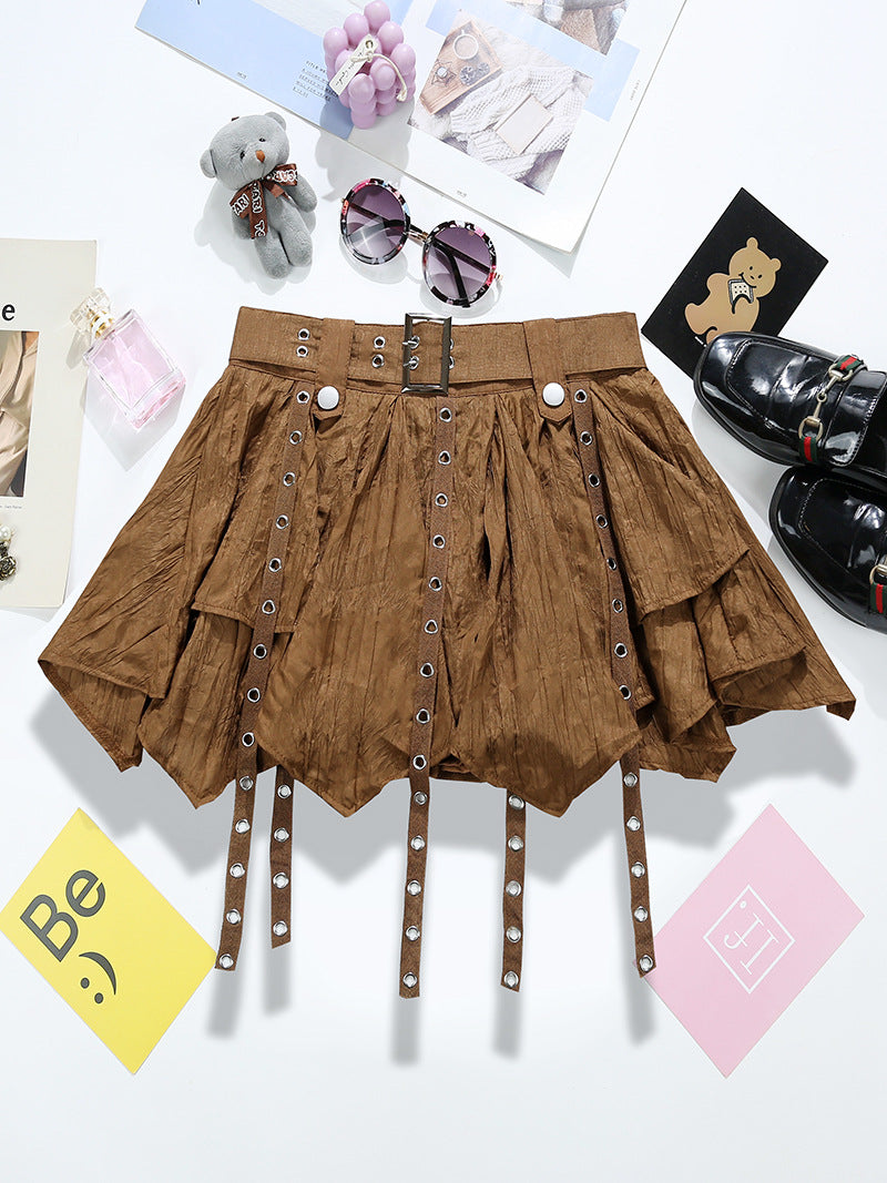 Irregular Ribbon South Korean Dongdaemun Women's Wear Ruffled Pleated Tutu Skirt