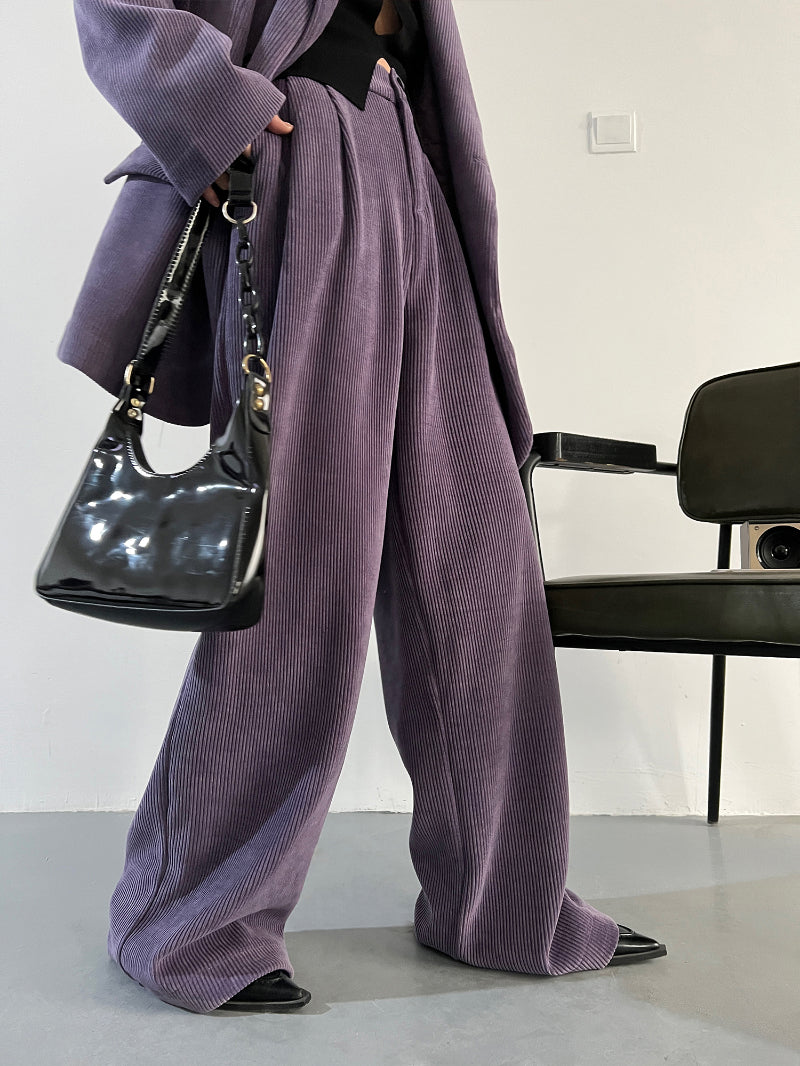 Western Red And Purple Corduroy Leisure Suit Wide-leg Pants