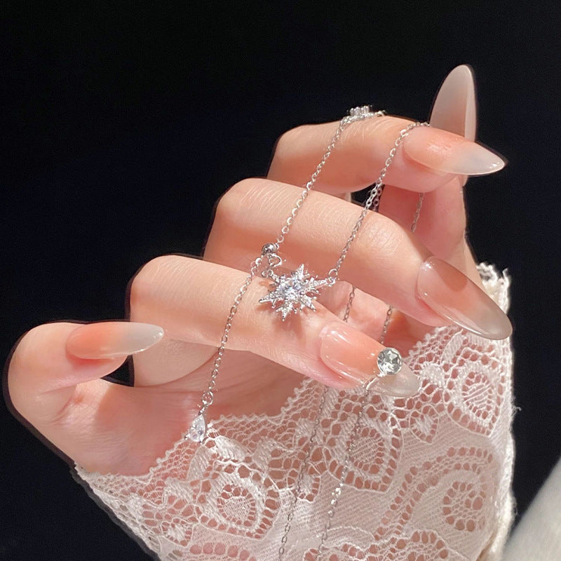 Zircon Snowflake Tassel Necklace For Women