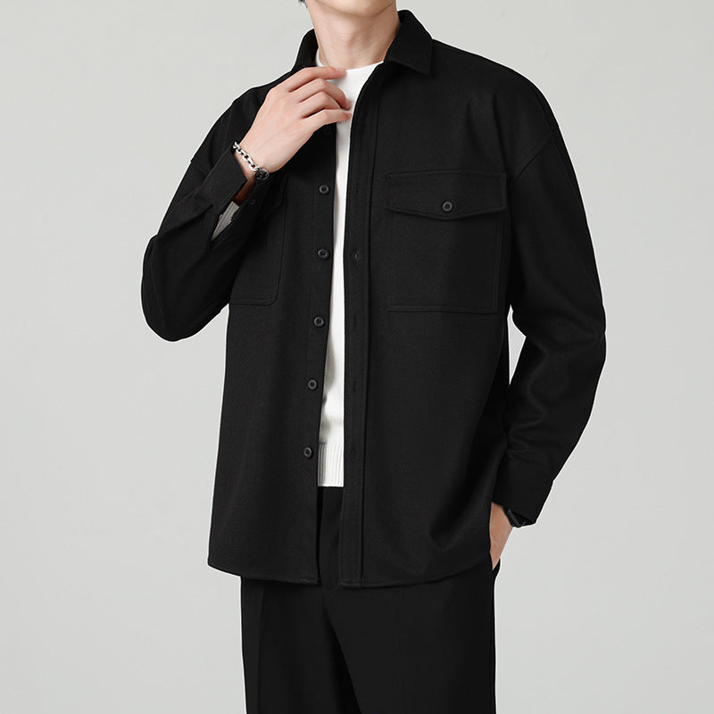 New Thickened Men's Workwear Long-sleeved Loose Wool Casual Jacket