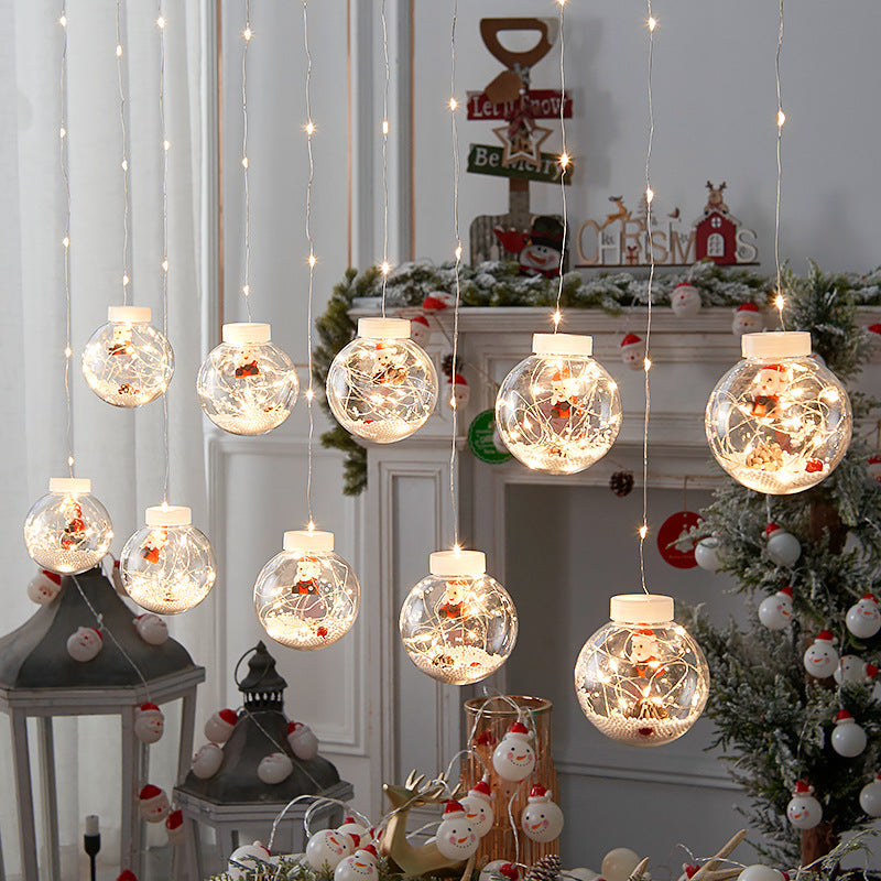 10PCS LED Christmas Curtain Lamp Fairy Snowman Wishing Ball Lamp String Christmas Window Decoration Christmas Light Room TRENDFLOW