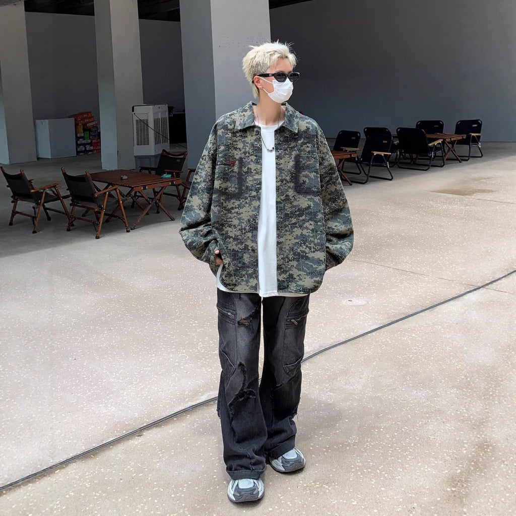 American-style Vintage Camouflage Shirt For Men Spring Season TRENDFLOW