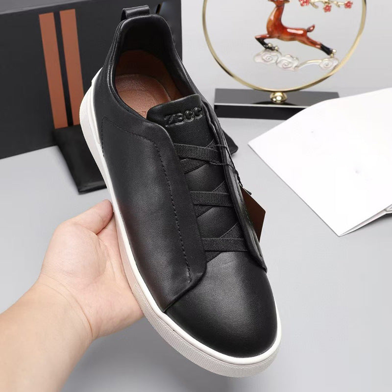 Men's Genuine Leather Cross-Strap Casual Shoes