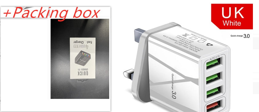 Caricabatterie per cellulare illuminato 4USB con testina di ricarica 3A