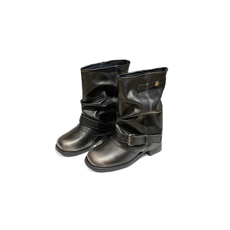 Women's Pleated Dr Martens Style Boots