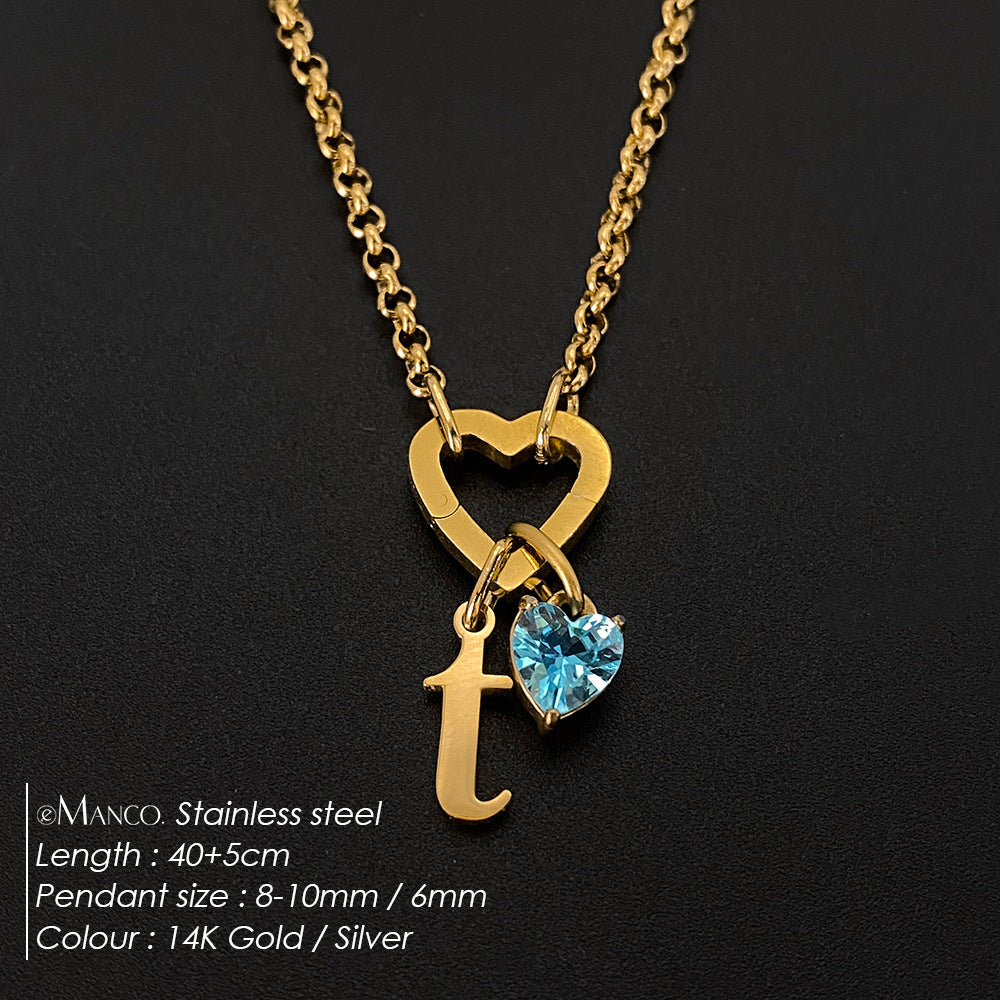 Titanium Steel Necklace With 26 English Letters That Does Not Fade And Is Washable