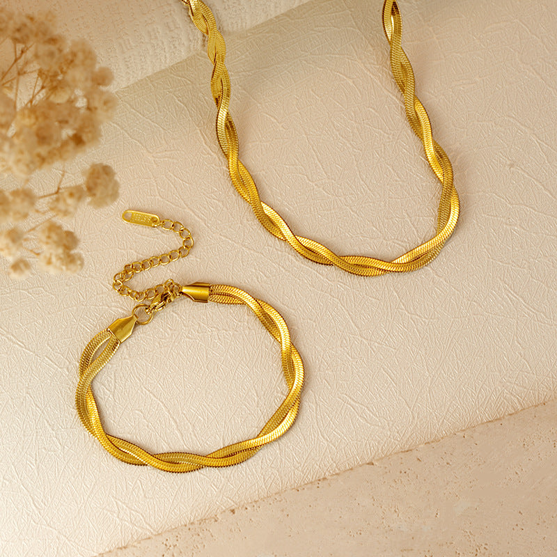 Stylish Braided Wrap Stainless Steel 18K Necklace