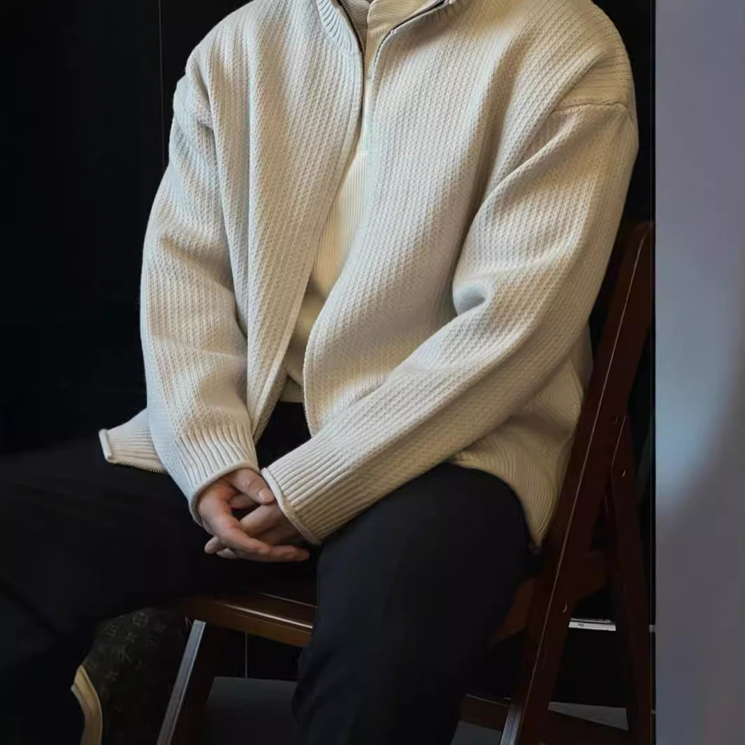 Men's Stand-Up Collar Knitted Cardigan Jacket Vintage Sweater