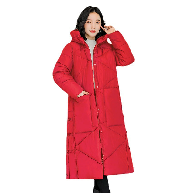 Knee-length Large Fur Collar Double-faced Slim Coat