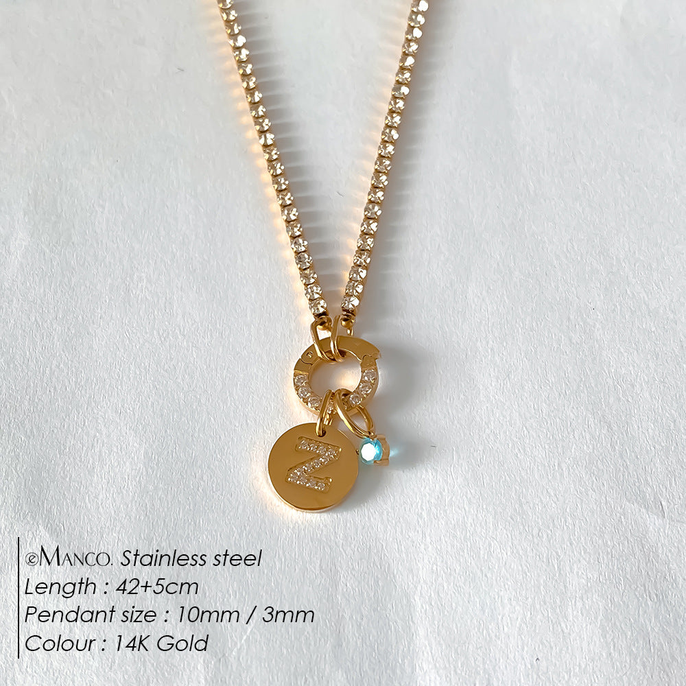 Titanium Steel 26 Letter Necklace That Can Be Washed With Water Without Fading