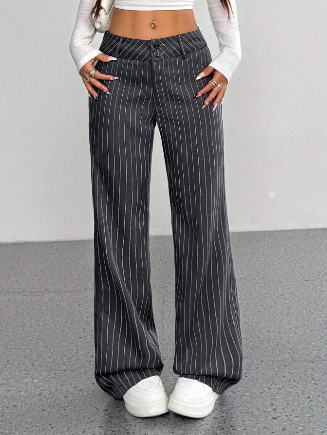 New Women's Korean And Japanese Slim-fit Striped Flared Casual Pants