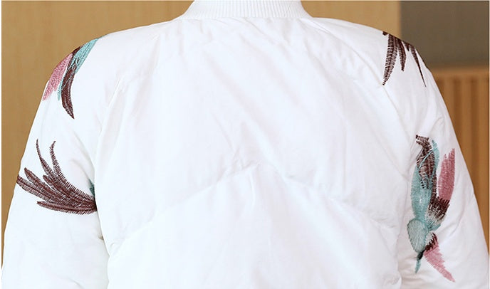 Cotton jacket with fashionable embroidered winter coat