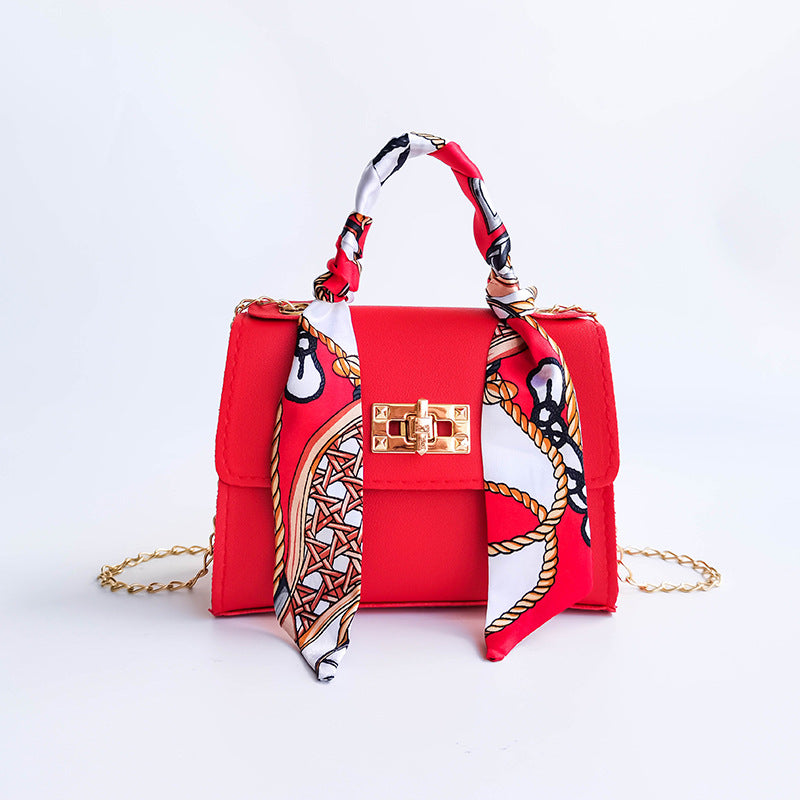 Women's Niche Versatile Candy-colored Handbag With Silk Scarf Crossbody Strap