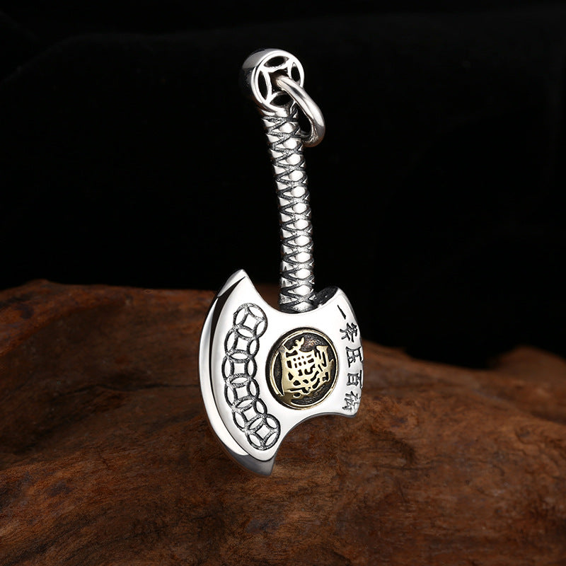 925 Sterling Silver Money Axe Pendant With A Single Axe To Ward Off A Hundred Calamities