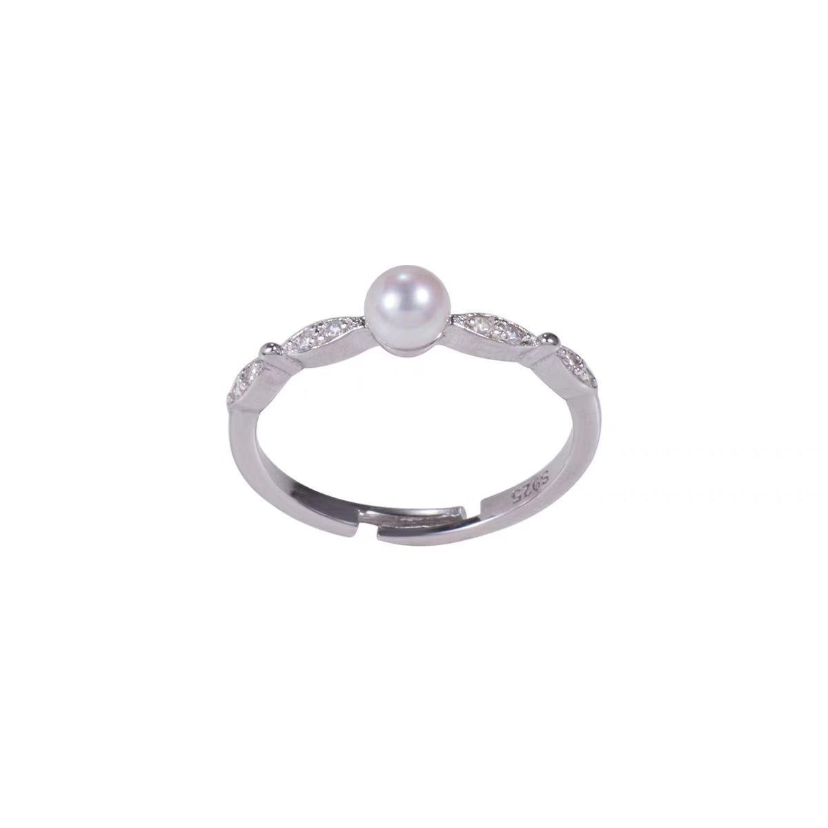 S925 Sterling Silver Versatile And Elegant Ring With Small Beads And Adjustable Opening