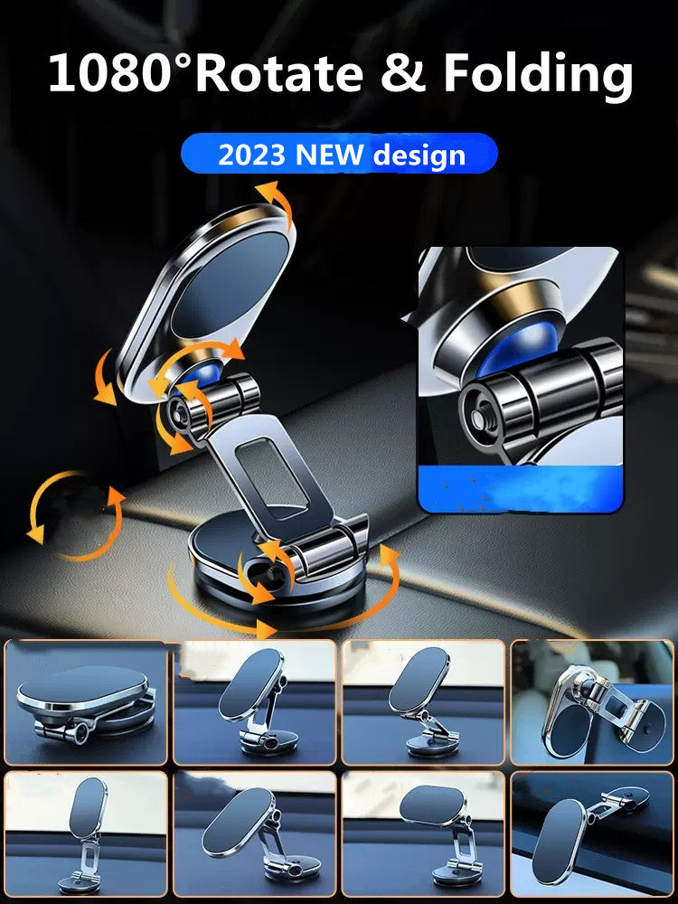Supporto magnetico per telefono da auto in metallo girevole, pieghevole, universale, per telefono cellulare, supporto magnetico per bocchette dell'aria, supporto GPS