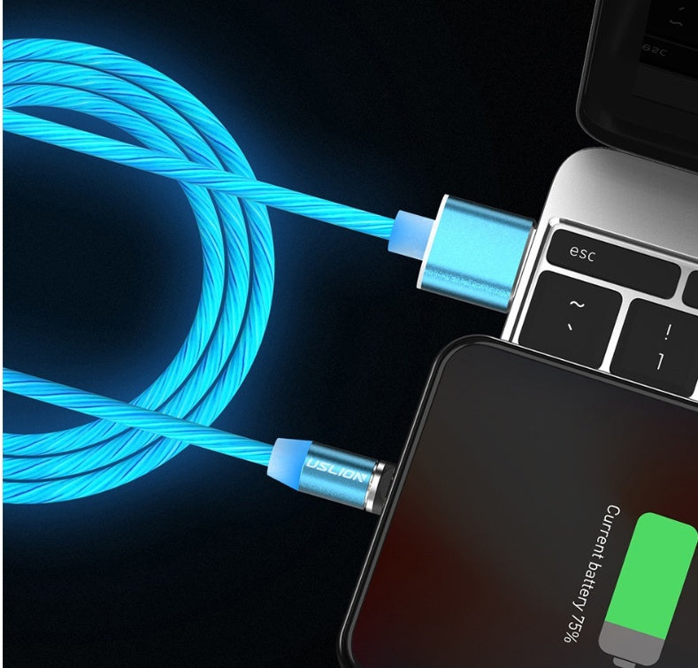 Compatible with Apple , LED Magnetic USB Phone Cable Micro Type C Charger Fast Charging Magnet Charge Cord