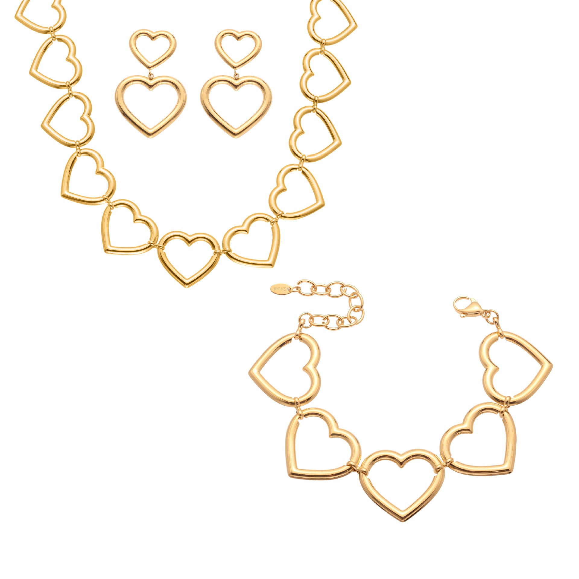 Fashionable Hollowed-Out Heart-Shape Patchwork Necklace