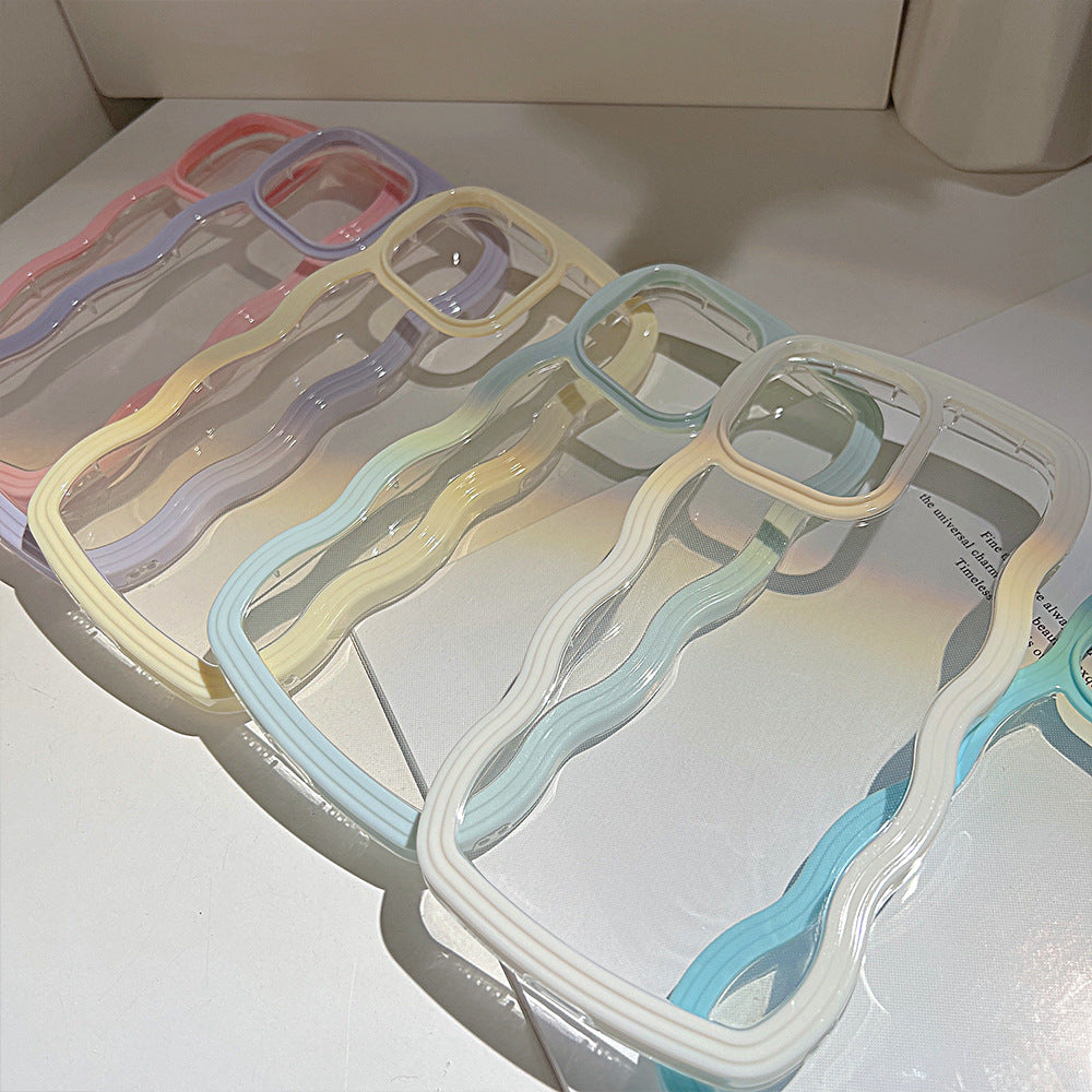 Wave Border Mobile Phone Case Solid Color Simple Candy Color TRENDFLOW