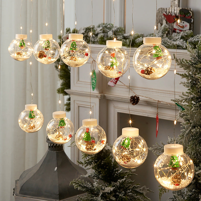 10PCS LED Christmas Curtain Lamp Fairy Snowman Wishing Ball Lamp String Christmas Window Decoration Christmas Light Room TRENDFLOW