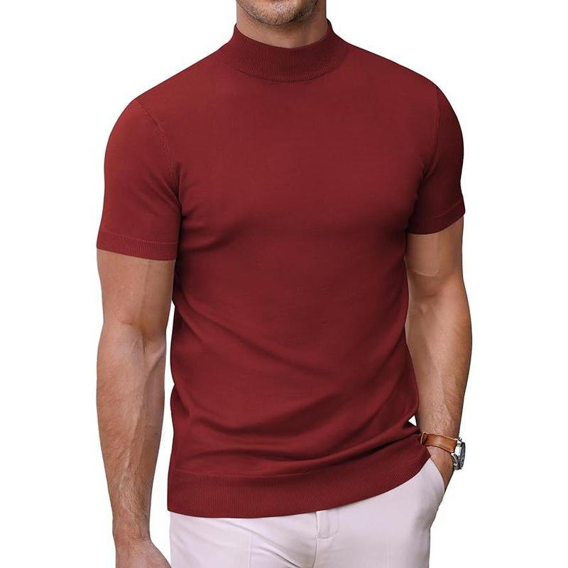 Men's Solid-color Turtleneck Short-sleeve Sweater